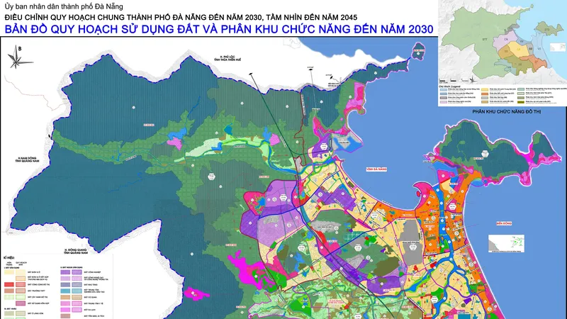 Bản đồ quy hoạch sử dụng đất và phân khu chức năng TP Đà Nẵng đến năm 2030