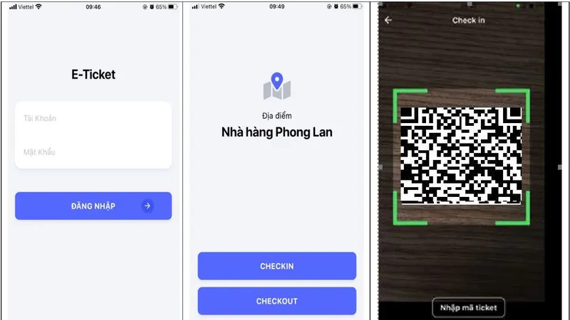 Tạo tài khoản eticket kiểm soát và quét mã Qrcode khai báo y tế