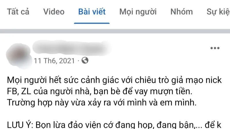 Một người dân Đà Nẵng bị đánh cắp tài khoản Zalo