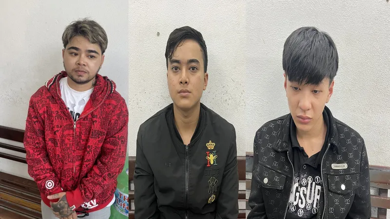 Các đối tượng Hiền, Huy, Quang bị công an quận Thanh Khê tạm giữ khẩn cấp