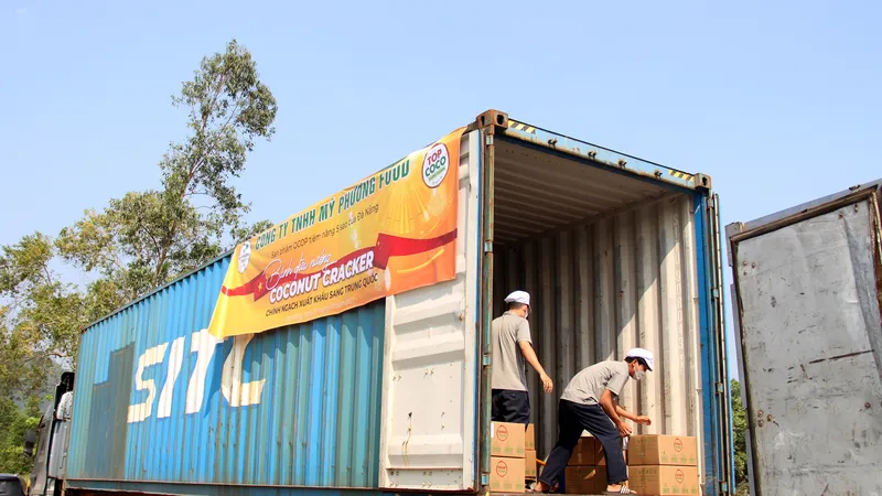 200.000 sản phẩm bánh dừa nướng của Mỹ Phương Food - sản phẩm OCOP Đà Nẵng xuất khẩu sang thị trường Trung Quốc. Ảnh: XUÂN QUỲNH