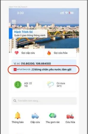 Người gọi có thể xem địa chỉ hiện tại khi mở ứng dụng Hành trình số