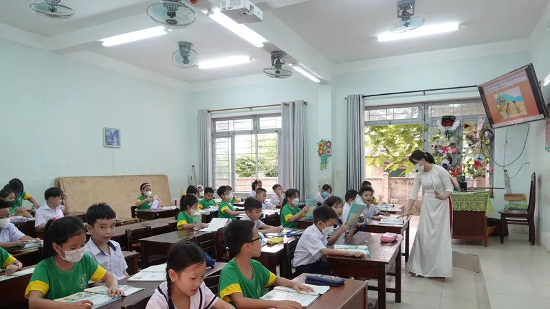 Lớp 3/2 Trường Tiểu học Duy Tân có 9 học sinh bị đau mắt đỏ. Ảnh: XUÂN QUỲNH 