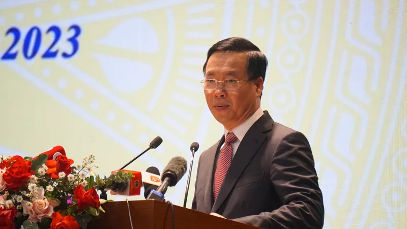 Chủ tịch nước Võ Văn Thưởng phát biểu tại hội nghị. Ảnh: XUÂN QUỲNH