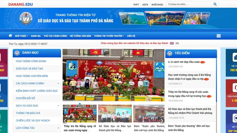 Trang thông tin chính thức duy nhất của Sở GD-ĐT TP Đà Nẵng