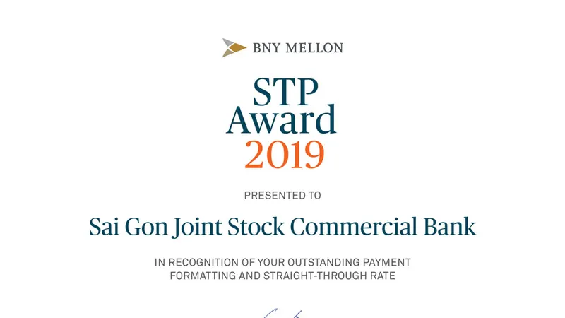 SCB vinh dự nhận giải thưởng STP Award của The Bank of New York Mellon