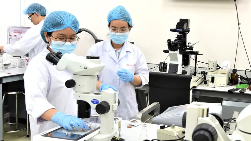 Sinh viên ngành Công nghệ sinh học Trường ĐH Quốc tế (ĐH Quốc gia TPHCM) thực hành tại phòng thí nghiệm 