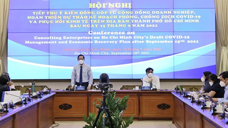 Chủ tịch UBND TPHCM Phan Văn Mãi phát biểu tại hội nghị. Ảnh: TTBC