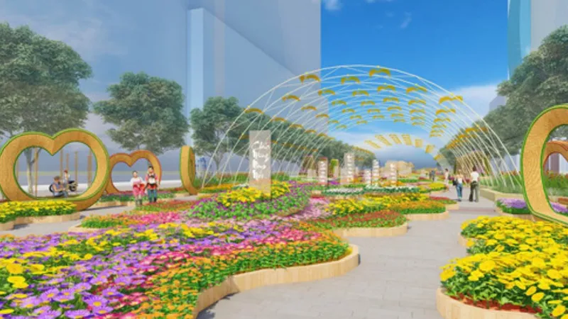 Phối cảnh Đường hoa Nguyễn Huệ Tết 2022
