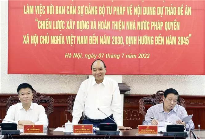 Chủ tịch nước Nguyễn Xuân Phúc phát biểu tại buổi làm việc. Ảnh; HNM