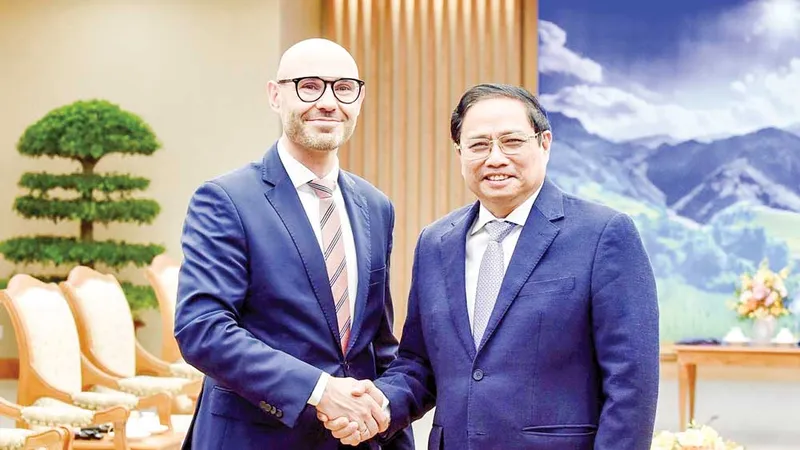 Thủ tướng Phạm Minh Chính tiếp Tổng Thư ký Tòa Trọng tài Thường trực quốc tế Marcin Czepelak