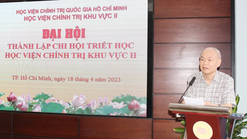 GS.TS Lê Hữu Nghĩa, Chủ tịch Hội Triết học Việt Nam phát biểu tại đại hội