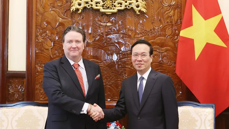 Chủ tịch nước Võ Văn Thưởng tiếp Đại sứ Hoa Kỳ tại Việt Nam Marc E. Knapper. Ảnh: TTXVN