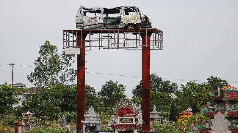 “Biển” cảnh báo tai nạn giao thông trên quốc lộ 1A đoạn qua xã Nghi Liên (TP Vinh, Nghệ An)