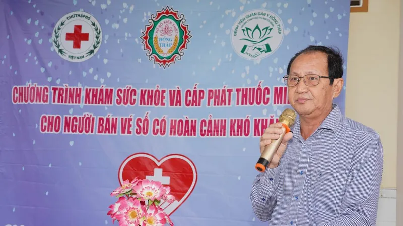 Ông Lưu Hoàng Tân - Chủ tịch công ty TNHH MTV Xổ số kiến thiết Đồng Tháp phát biểu