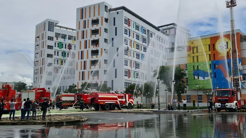 Diễn tập chữa cháy ở Bệnh viện Nhi Đồng Thành phố