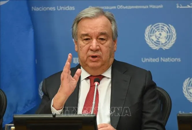 Tổng Thư ký Liên Hiệp quốc Antonio Guterres trong một sự kiện. Ản: AFP/TTXVN