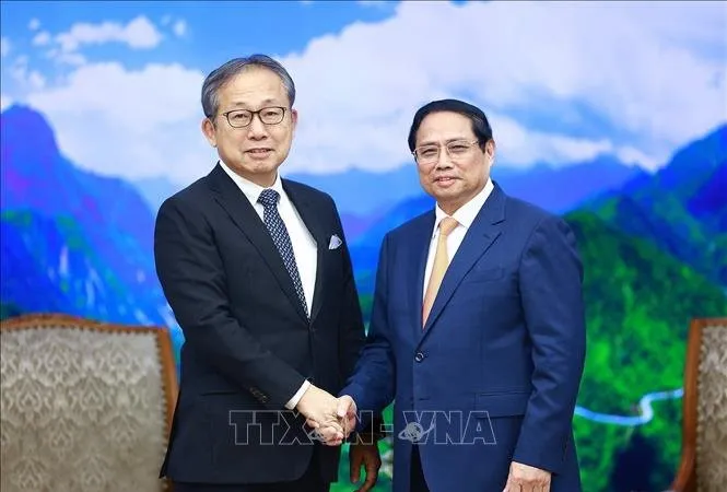 Thủ tướng Phạm Minh Chính tiếp Đại sứ Nhật Bản tại Việt Nam Yamada Takio tới chào từ biệt nhân dịp kết thúc nhiệm kỳ công tác tại Việt Nam. Ảnh: TTXVN