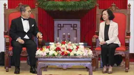 Thường trực Ban Bí thư Trương Thị Mai tiếp Đại sứ Nhật Bản Yamada Takio
