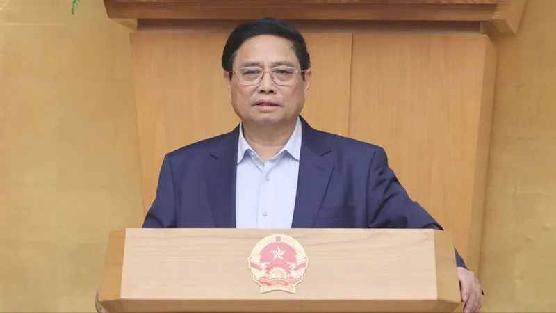Thủ tướng Phạm Minh Chính chủ trì và phát biểu tại phiên họp Chính phủ thường kỳ tháng 10. Ảnh: VIẾT CHUNG