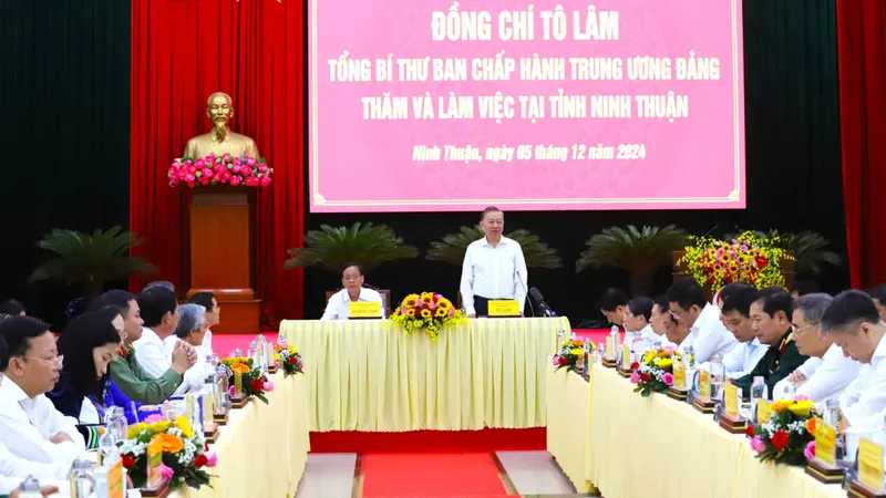 Tổng Bí thư Tô Lâm chủ trì buổi làm việc với Ban Chấp hành Đảng bộ tỉnh Ninh Thuận
