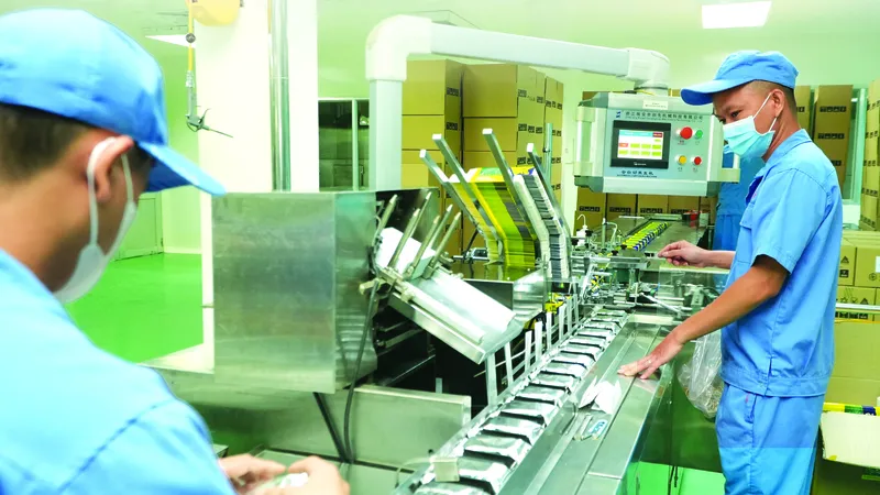 Đóng gói sản phẩm tại Doanh nghiệp xanh - Công ty CP Dược phẩm OPC. Ảnh: HOÀNG HÙNG