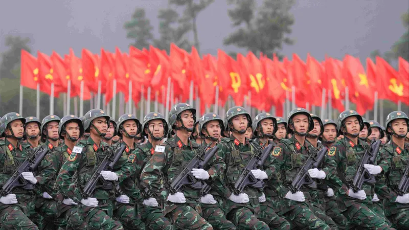 Đội hình hợp luyện ở Trung tâm Huấn luyện quân sự quốc gia 4 (Hà Nội)