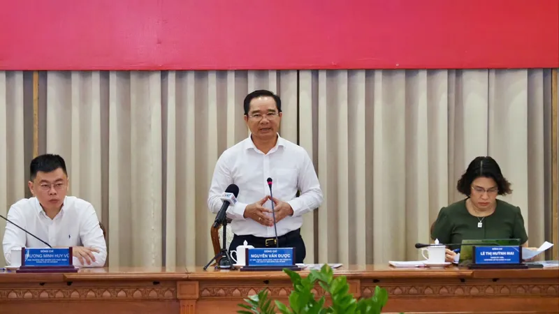 Đồng chí Nguyễn Văn Được, Chủ tịch UBND TPHCM phát biểu tại hội thảo