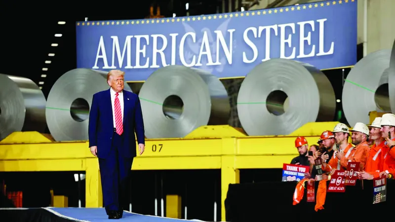 Tổng thống Mỹ Donald Trump thăm một nhà máy của Tập đoàn Thép Irvin Works ở West Mifflin, bang Pennsylvania, Mỹ. Ảnh: REUTERS 
