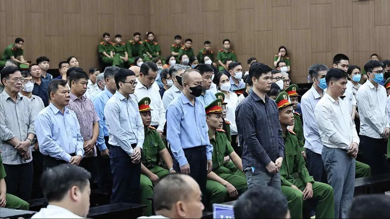 Các bị cáo tại phiên tòa