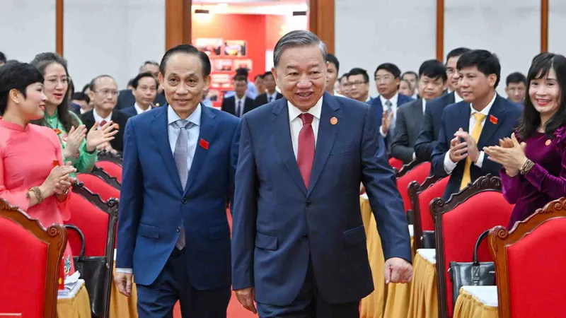 Tổng Bí thư Tô Lâm đến dự Đại hội đại biểu Đảng bộ Văn phòng Trung ương Đảng nhiệm kỳ 2025-2030. Ảnh: VIẾT CHUNG