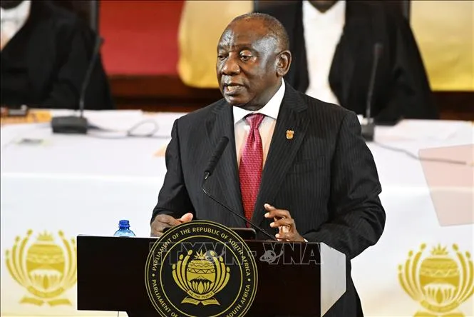 Tổng thống Nam Phi Cyril Ramaphosa phát biểu tại Cape Town, Nam Phi. Ảnh tư liệu: THX/TTXVN