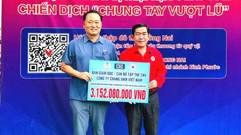 Công ty Chang Shin Việt Nam ủng hộ hơn 3,1 tỷ đồng giúp đồng bào vùng lũ