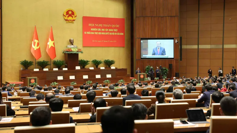 Tổng Bí thư Tô Lâm phát biểu chỉ đạo hội nghị, chiều 7-2. Ảnh: QUANG PHÚC