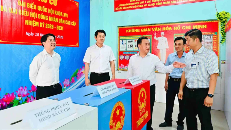 Lãnh đạo TPHCM kiểm tra công tác chuẩn bị bầu cử tại các xã Nhuận Đức, Phú Hòa Đông và Củ Chi.