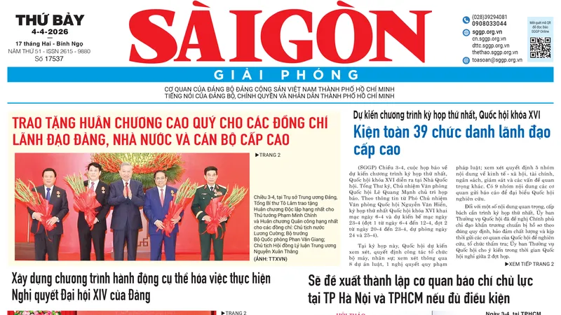 Báo Sài Gòn Giải Phóng ngày 4/4/2026