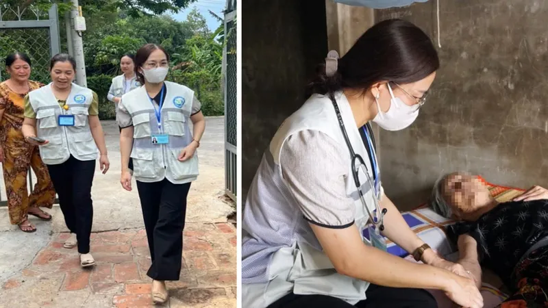 Đội chăm sóc sức khỏe liên tục gắn với địa bàn của Trạm y tế xã Đất Đỏ đến tận nhà thăm khám sức khỏe cho người dân