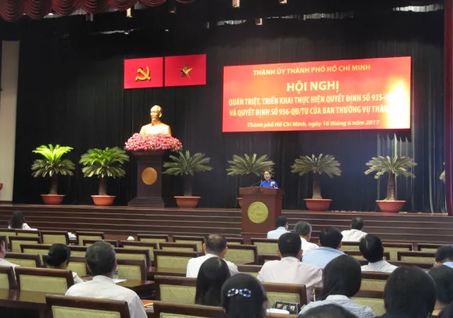 Phó Bí thư Thành ủy TPHCM Võ Thị Dung phát biểu chỉ đạo hội nghị