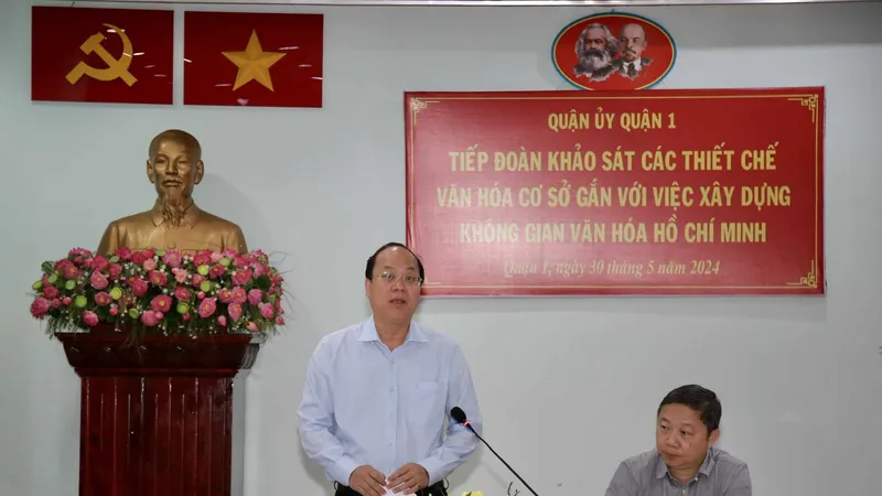Phó Bí thư Thường trực Thành ủy TPHCM Nguyễn Hồ Hải phát biểu tại cuộc khảo sát. Ảnh: DŨNG PHƯƠNG