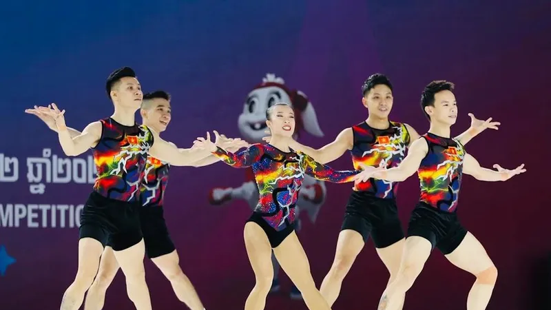 Aerobic Việt Nam vừa giành tấm HCV quý giá tại giải thế giới. Ảnh: DŨNG PHƯƠNG 