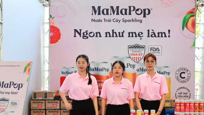 Gian hàng MaMaPop - Nước trái cây sparkling sẵn sàng tiếp sức 10.000 VĐV tại Run To Live 2025
