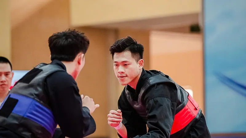 Nguyễn Tấn Sang là một trong những VĐV chủ lực của đội tuyển pencak silat TPHCM