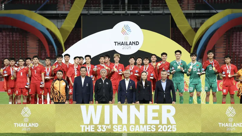 Bóng đá nam U22 Việt Nam giành HCV SEA Games 33. Ảnh: DŨNG PHƯƠNG