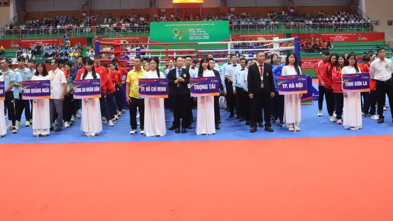 21 đơn vị tham dự môn Muay Đại hội thể thao toàn quốc 2026. Ảnh: THANH TÙNG 