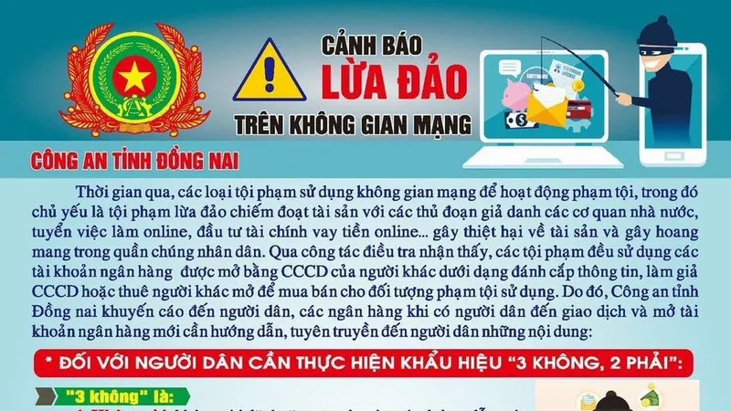 Đồng Nai: Khuyến cáo người dân về tội phạm lừa đảo trên không gian mạng