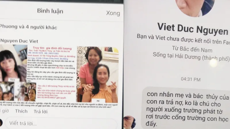 Các đối tượng liên tục bêu rếu, khủng bố chị H. 