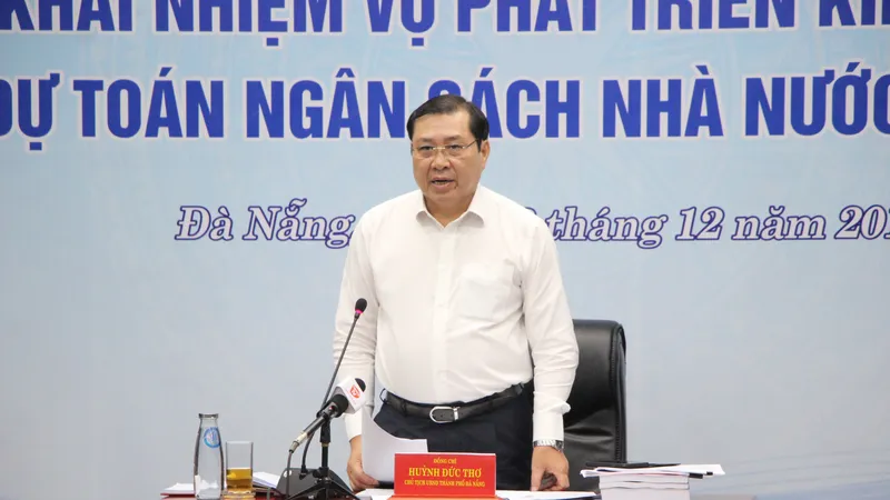 Ông Huỳnh Đức Thơ, Chủ tịch UBND TP Đà Nẵng phát biểu tại Hội nghị Ảnh: NGUYỄN CƯỜNG 