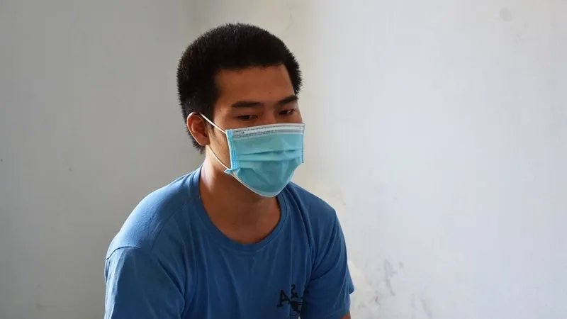 Đối tượng Nguyễn Minh Tiến tại cơ quan công an 