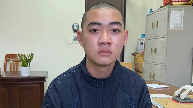 Đối tượng Trần Xuân Vũ tại cơ quan công an