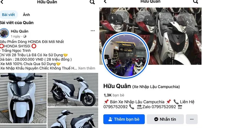 Một trong những tài khoản Facebook mà đối tượng Phúc dùng để lừa đảo